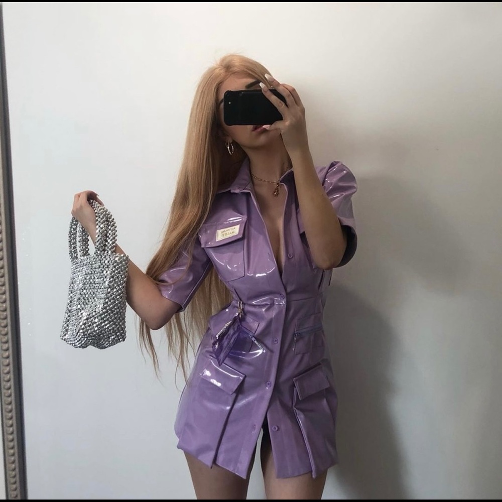 My Mum Made It vinyl dress purple —Small